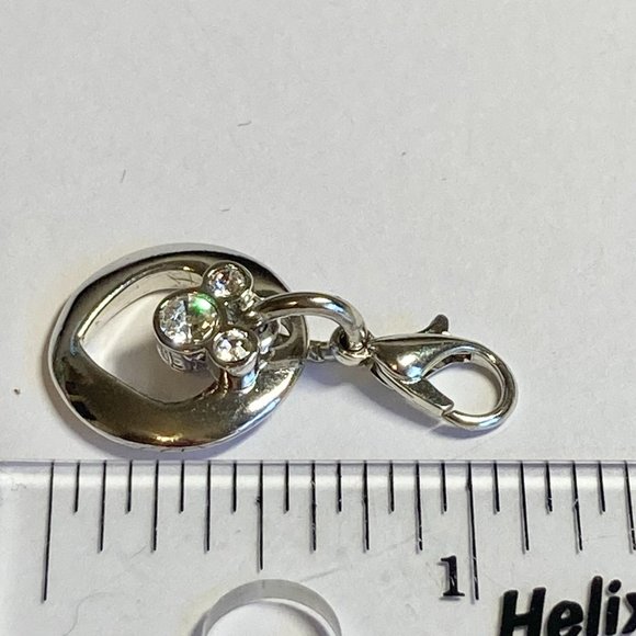 Vintage Disney Mickey Mouse Ears Charm Heart Crystal Signed Zipper Pull Bracelet - Picture 13 of 13